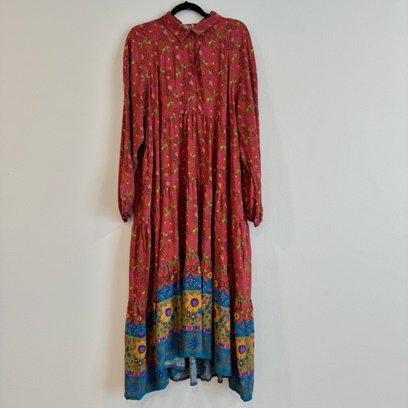 NATURAL LIFE Dresses & Skirts - Natural Life Tiered Maxi Dress Floral Long Sleeve Boho XL